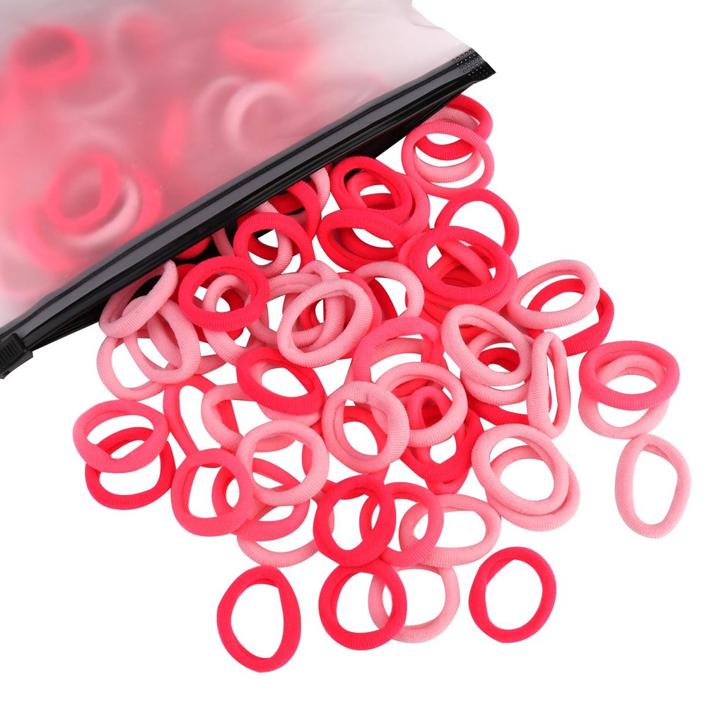 100 Pcs Baby Hair Ties, Cotton Hair Ties for Girls and Kids, Multicolor Small Seamless Hair Bands Elastic Ponytail Holders Kids Toddler Hair Tie toddler hair tie (Mixed Pink)