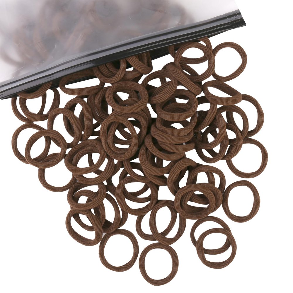 100 Pcs Baby Hair Ties, Cotton Hair Ties for Girls and Kids, Multicolor Small Seamless Hair Bands Elastic Ponytail Holders Kids Toddler Hair Tie toddler hair tie (Deep Brown)