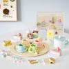 Wooden Tea Party Set for Little Girls, 34 PCS Wooden Tea Set for Toddlers 3-5, Pretend Play Kids Wood Tea Set Toy, Play Kitchen Accessories with Play Food, Improve Imagination view 3