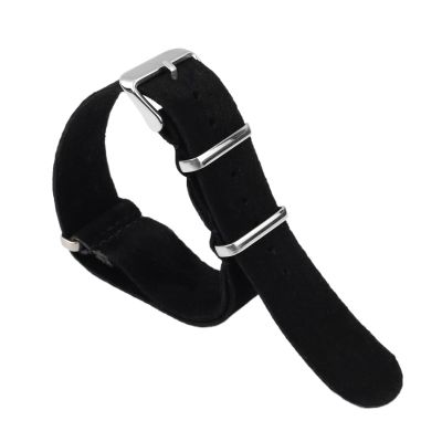 REFKIT Soft Suede Watchband Long Strap 20mm 22mm 24mm Genuine Leather Watch Belt Gray Blue Wrist Band Watch Accessoeies(Balck,24mm)