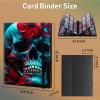 BPQOJB Trading Card Binder,9 Pocket Trading Cards Album Display Holder, 360 Cards Double Sided Pockets Card Holder Binder Sleeves Card Case for Standard Size Cards Sports Cards,Red Flower Skull view 2