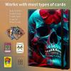 BPQOJB Trading Card Binder,9 Pocket Trading Cards Album Display Holder, 360 Cards Double Sided Pockets Card Holder Binder Sleeves Card Case for Standard Size Cards Sports Cards,Red Flower Skull view 4