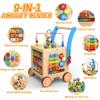 9-in-1 Wooden Activity Cube | Wooden Baby Walker, Sit-to-Stand Learning Walker Activity Center, Early Educational Push & Pull Toys for Baby Toddler Boys Girls, Height & Brake Adjustable view 2