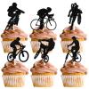 18pcs Black Glitter Bicycle Bike Dessert Cupcake Topper Biking Mountain Sport Theme Decor Supplies Baby Shower Boys Girls Man Family Party Decorations view 1