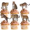 18pcs Gold Glitter Cheetah Dessert Cupcake Topper for Animal Leopard Theme Decor Supplies Baby Shower Boys Girls Happy Birthday Party Decoration view 1