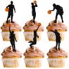 18pcs Black Glitter Silhouette Dessert Cupcake Topper Basketball Player Scene Theme Decor Supplies Men Boys Happy Birthday Sports Stars Party Decorations view 1