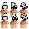 18pcs Dessert Cupcake Topper Animal Panda Theme Decor Supplies Baby Shower Boys Girls Happy Birthday Party Decorations Black White Glitter view 1