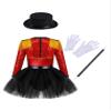 Agoky Girls Circus Ringmaster Halloween Dress Up Costume Vintage Tassel Tutu Dance Dress with Hat Magic Wand Gloves Outfits Red 8 Years view 2