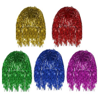 LUOZZY 5pcs Party Wigs Foil Tinsel Wigs Fancy Dress Shiny Metallic Short Wigs Colorful Headdress for 2024 New Year Carnival Costume Party Supplies