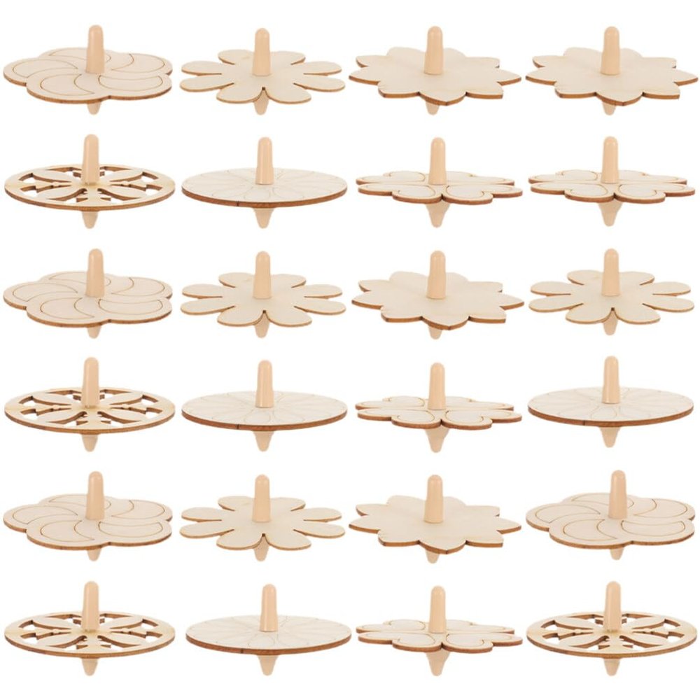 24pcs Wooden Spinning Top DIY Painting Children Toy Tops Toys Gyro s for Kids Child Gyro s Kids Unfinished Children Pressure Relief Accessory