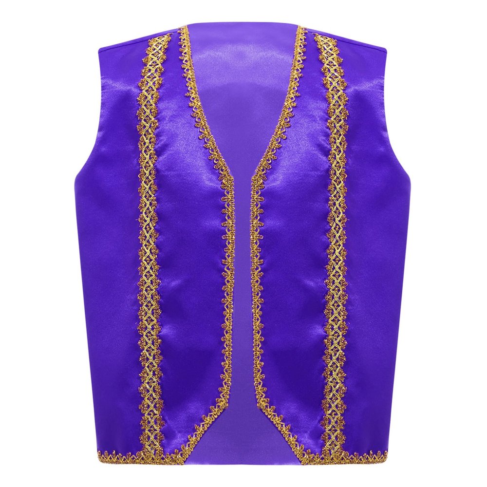 FEESHOW Kids Medieval Steampunk Tailcoat Boys Girls Sleeveless Vest Gothic Jackets Waistcoat Performance Cosplay Costume Purple 6 Years