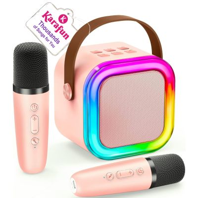 Mini Karaoke Machine for Kids, 2026 TOP Toys Birthday Valentine's Day Gifts Ideas for Girls Ages 4, 5, 6, 7, 8, 9, 10, 12+ Years Old, Portable MP3 Player with 2 Wireless Mics for Family Home Party