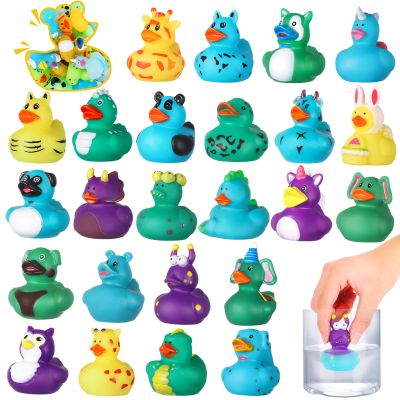 24 Pack Color Changing No Hole Rubber Ducks, Color Change Baby Bath Toys Without Holes for Toddlers Kids Ages 4-8, Floating Toys Gift for Bath, Valentines Day Gifts for Kids Classroom Party Favors