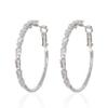 Rhinestone Earrings Large Hoops Circle Silver Dangle Drop Sparkle Jewelry for Women view 1