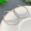 Rhinestone Earrings Large Hoops Circle Silver Dangle Drop Sparkle Jewelry for Women view 2