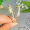 Rhinestone Hoop Earrings Large Cubic Zirconia Hoops for Women Wedding view 3