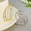 Rhinestone Hoop Earrings Large Cubic Zirconia Hoops for Women Wedding view 4