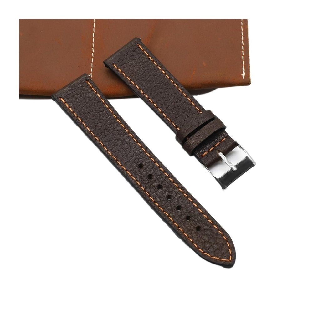 REFKIT Soft Leather Watch Strap 18mm 19mm 20mm 22mm Watch Band Retro Watchband(Coffee orange,19mm)