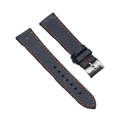 REFKIT Soft Leather Watch Strap 18mm 19mm 20mm 22mm Watch Band Retro Watchband(Blue orange,19mm)