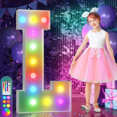 imprsv 4FT Colorful Marquee Letters L, 18 Colors Large Light up Letters Alphabet Sign with Remote, Large Marry Me Sign, Birthday Party Decorations Anniversary Wedding Decoration