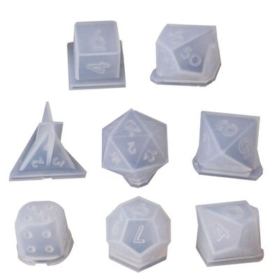 Ankexin 8 Shapes DIY Playing Dice Mold Faceted Cube Round Dice Mold Crystal Resin Mold Kit Dice Digital Game Dice Silicone Mould