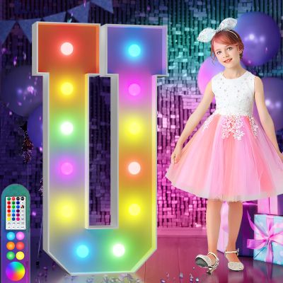 imprsv 4FT Colorful Marquee Letters U, 18 Colors Large Light up Letters Alphabet Sign with Remote, Large Marry Me Sign, Birthday Party Decorations Anniversary Wedding Decoration