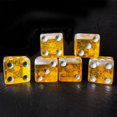 Bescon 16MM D6 Beer Dice Set, 5/8" 6 Sided Dice in Beer Imitation Style, Novelty D6 Dice Set 6pcs