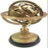 8" Nautical Brass Engraved Armillary Sphere Globe on Wooden Base Decorative Handmade by TSSI HANDICRAFT. view 1