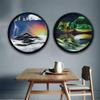 3D Dynamic Sand Art Liquid Motion, Round Glass,Moving Sand Art Picture Sandscapes In Motion Round Glass 3D Deep Sea Sandscape In Motion Display Flowing Sand Frame Relaxing Desktop Home Office ( Color view 2