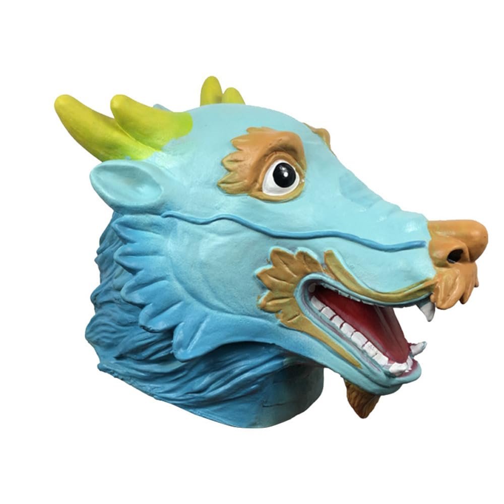 Chinese Dragon Head Mask Halloween Party Great Costume Full Face Masks Animal Latex Mask Cosplay Dress Up Costume Props