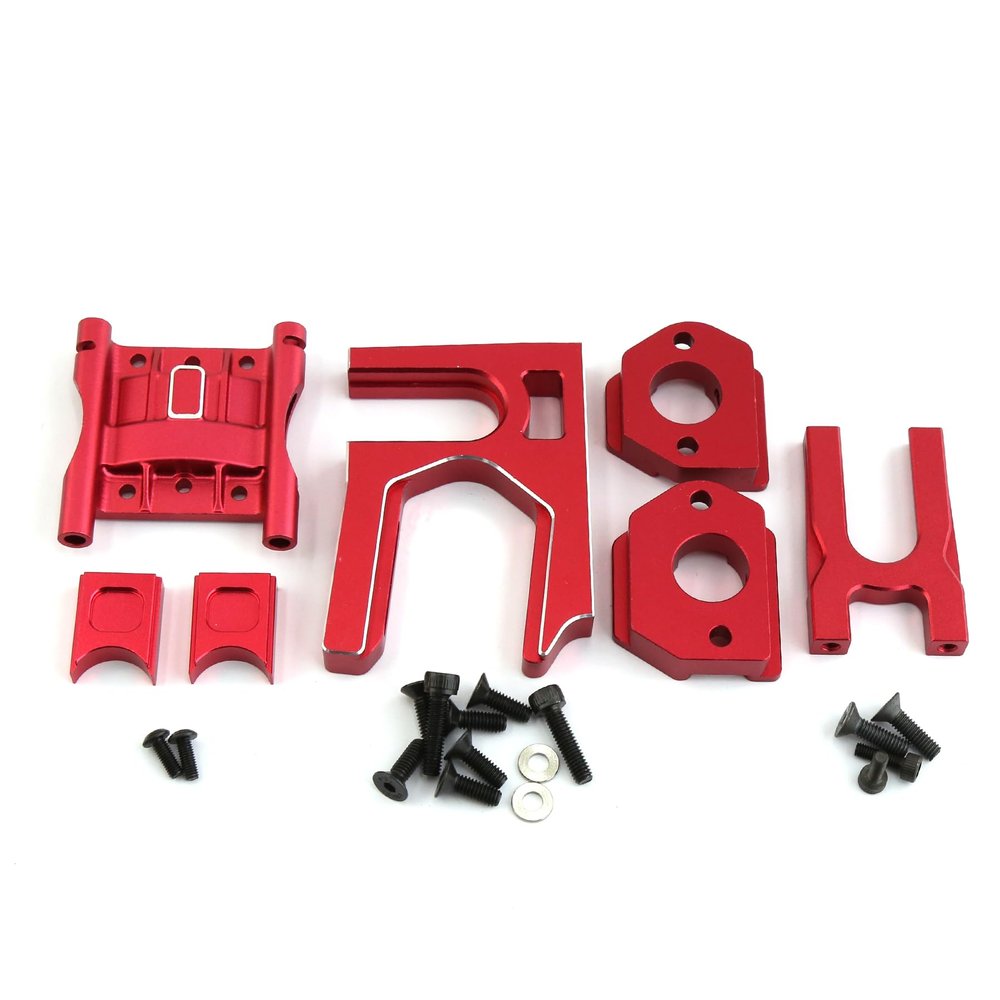 Center Diff Mount Center Diff Cover Sliding Motor Mount and Plate Alum ARA320499 ARA320468 ARA320469 for Arrma Kraton Typhon Outcast 6S Felony Talion Mojave Upgrade Parts (Red)