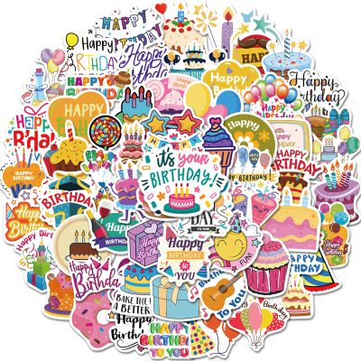 100Pcs Happy Birthday Stickers Pack - Waterproof Vinyl Birthday Party Stickers for Water Bottles, Laptops, Scrapbooking - Colorful Aesthetic Bday Party Decals, DIY Gift Wrapping & Decoration Supplies