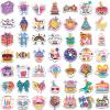 100Pcs Happy Birthday Stickers Pack - Waterproof Vinyl Birthday Party Stickers for Water Bottles, Laptops, Scrapbooking - Colorful Aesthetic Bday Party Decals, DIY Gift Wrapping & Decoration Supplies view 3