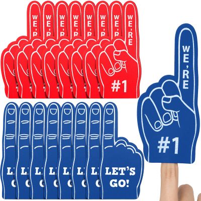 Sinmoe 48 Pieces Mini Foam Fingers, We're #1 Sport Fan Foam Finger Basketball Baseball Football Soccer Team Cheerleader Gifts for Sporting Events Games Birthday Supplies(Red, Blue)
