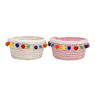 2PCS Storage Baskets Woven Basket,Cotton Rope Woven Basket,6.29x3.14Decorative Basket for Organization,Blanket Storage,Towel,Laundry,Magzine,Basket,Room Organizing or Baby Nursery