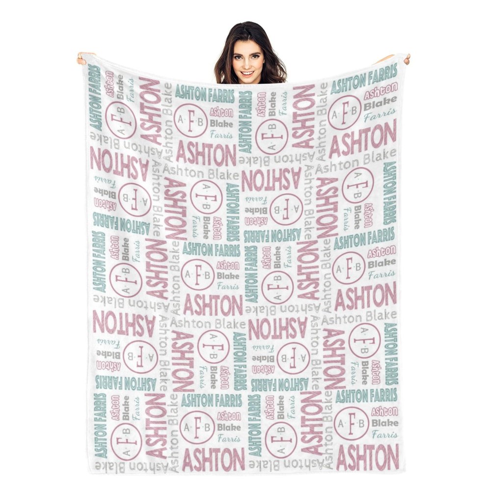 Dr.TOUGH Personalized Blankets for Kids with Name Personalized Baby Blanket with Name Custom Blankets for Kids Adults Baby Christmas Birthday Valentines Day Gifts