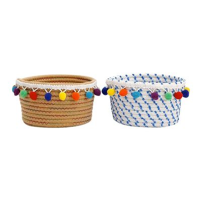 2PCS Storage Baskets Woven Basket,Cotton Rope Woven Basket,6.29x3.14Decorative Basket for Organization,Blanket Storage,Towel,Laundry,Magzine,Basket,Room Organizing or Baby Nursery