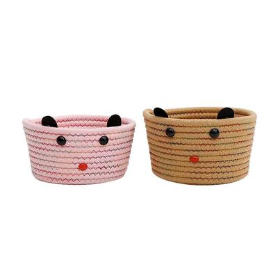 2PCS Storage Baskets Woven Basket,Cotton Rope Woven Basket,6.29x3.14Decorative Basket for Organization,Blanket Storage,Towel,Laundry,Magzine,Basket,Room Organizing or Baby Nursery