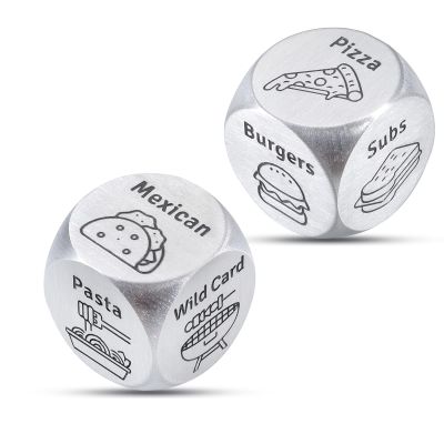 2 PCS Food Dice Game Valentines Gifts for Him Her Valentines Gifts for Girlfriend Boyfriend Wife Husband Food Decision Dice for Couple Mom Dad Son Daughter Steel Anniversary Date Night Game Christmas