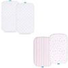 100% Viscose Made from Bamboo Bassinet Mattress Protector & 100% Cotton Bassinet Sheets Fit for AMKE 3 in 1 Baby Bassinet(35" X 20"), TCBunny and Evolur Stellar Bassinet, 2 Pack view 1