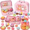 Lajeje Cat Tea Party Set for Toddlers & Little Girls Ages 3-6  Pretend Play Toy & Birthday Gift, Includes Kitten Tin Tea Set, Desserts & Carrying Case view 1