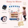 Costzon Kids Grocery Store Playset, Toddler Pretend Market Stand Shop Play Set w/ 30PCS Play Toy, Beverage Rack, Cash Register, Scale, Large Wheels, Wooden Food Cart, Gift for Boys Girls 3+ (Pink) view 4