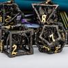ARUOHHA Hollow DND Dice Set Black Gold 5-Headed Dragons D and D Dice with Gift Box, RPG Role Playing Games 7PCS Metal Dungeons Polyhedral Dice Set D20 D12 D6 view 4