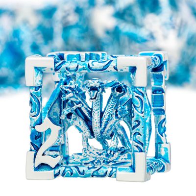 ARUOHHA Hollow DND Dice Set Silver Blue 5-Headed Dragons D and D Dice with Gift Box, Role Playing Games 7PCS Metal Dungeons Polyhedral Dice RPG Dice Set D20 D12 D10 D8 D6 D4