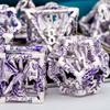 ARUOHHA Hollow DND Dice Set Silver Purple 5-Headed Dragons D and D Dice with Gift Box, Role Playing Games RPG 7PCS Dungeons Metal Polyhedral Dice D20 D12 D10 D8 D6 D4 view 4