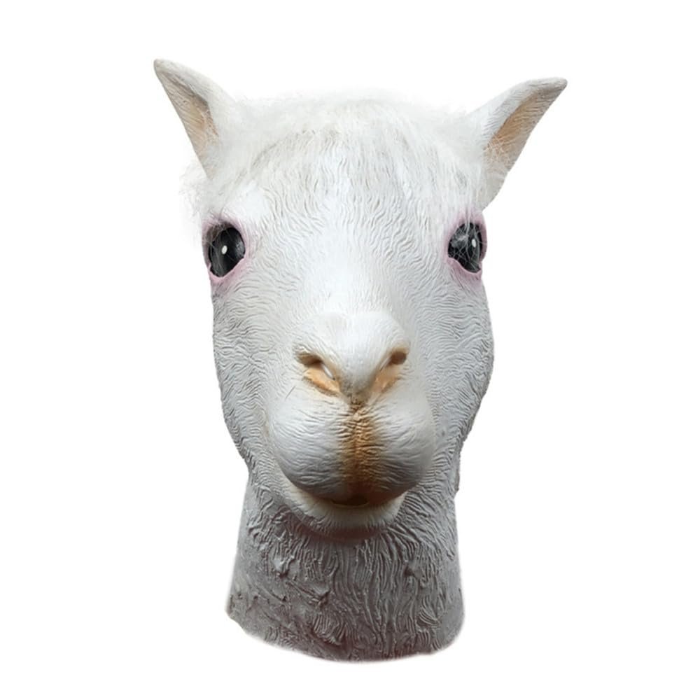 Alpaca Head Mask Halloween Party Costume Funny Alpaca Full Face Masks Animal Latex Mask Cosplay Dress Up Costume Props