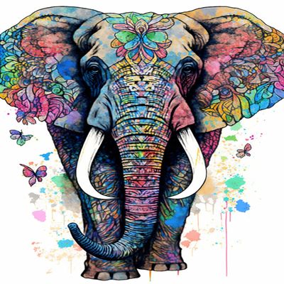 1000 Piece Adult Puzzle, Colorful Patterned Elephant, Puzzle Educational Gift, Room Decor Exercise Willpower