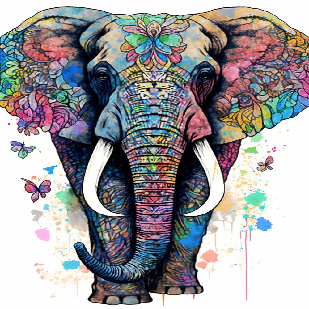 1000 Piece Adult Puzzle, Colorful Patterned Elephant, Puzzle Educational Gift, Room Decor Exercise Willpower