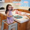 HARPPA Nordo Toddler Kitchen Learning Helper with Adjustable Height and Anti-Slip Protection, Kids Standing Tower with Safety Rail, Wooden Kids Tower with Learning Chalkboard, Gray view 3