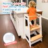 HARPPA Nordo Toddler Kitchen Learning Helper with Adjustable Height and Anti-Slip Protection, Kids Standing Tower with Safety Rail, Wooden Kids Tower with Learning Chalkboard, Gray view 4